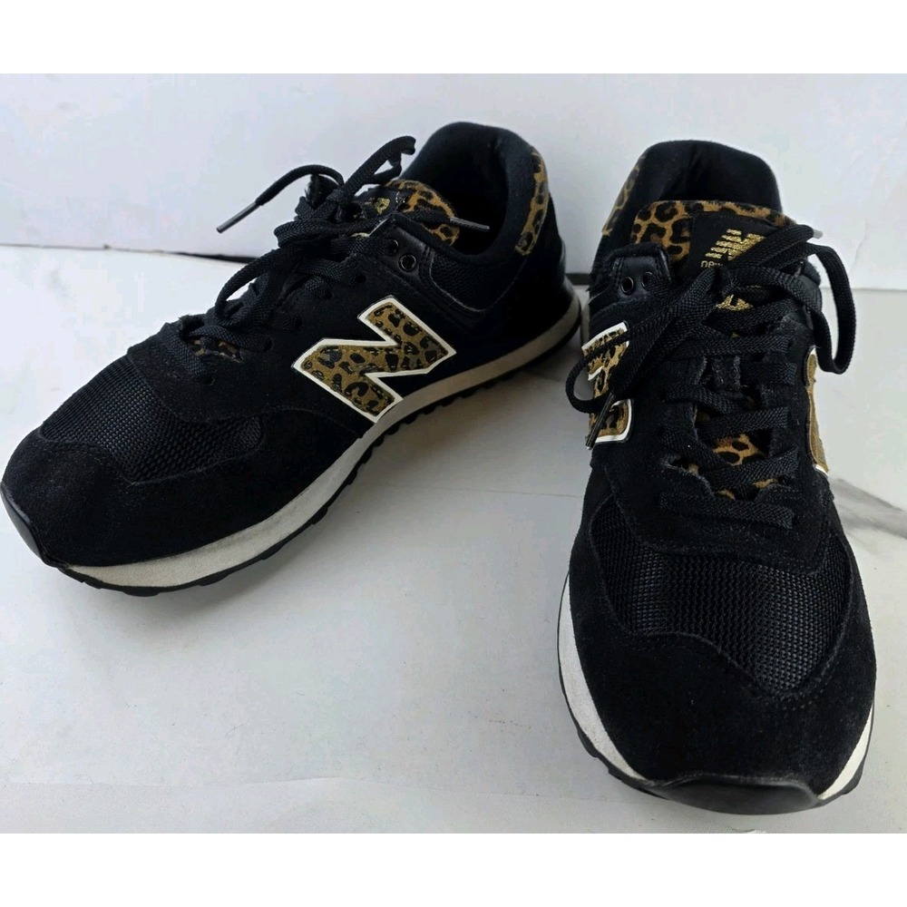New Balance Women's 574 Athletic Shoes Black Size 9 Leopard